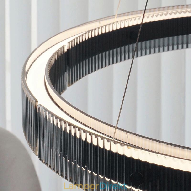 Glas Pendellampa 60 80Cm Circle Ceiling Light Steglös Dimbar Med Fjärrkontroll