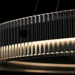 Glas Pendellampa 60 80Cm Circle Ceiling Light Steglös Dimbar Med Fjärrkontroll