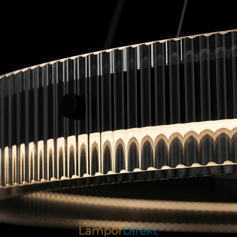 Glas Pendellampa 60 80Cm Circle Ceiling Light Steglös Dimbar Med Fjärrkontroll