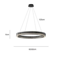 Glas Pendellampa 60 80Cm Circle Ceiling Light Steglös Dimbar Med Fjärrkontroll
