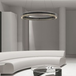 Glas Pendellampa 60 80Cm Circle Ceiling Light Steglös Dimbar Med Fjärrkontroll