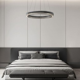 Glas Pendellampa 60 80Cm Circle Ceiling Light Steglös Dimbar Med Fjärrkontroll