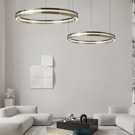 Glastakljus 60+80Cm Cirkeldekoration Dubbelcirkel Pendelljus Trikromatisk Dimmer Glastakljus 60+80Cm Cirkeldekoration Dubbelcirkel Pendelljus Trikromatisk Dimmer
