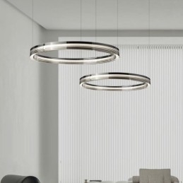 Glastakljus 60+80Cm Cirkeldekoration Dubbelcirkel Pendelljus Trikromatisk Dimmer