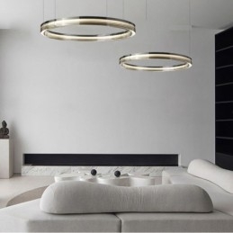 Glastakljus 60+80Cm Cirkeldekoration Dubbelcirkel Pendelljus Trikromatisk Dimmer