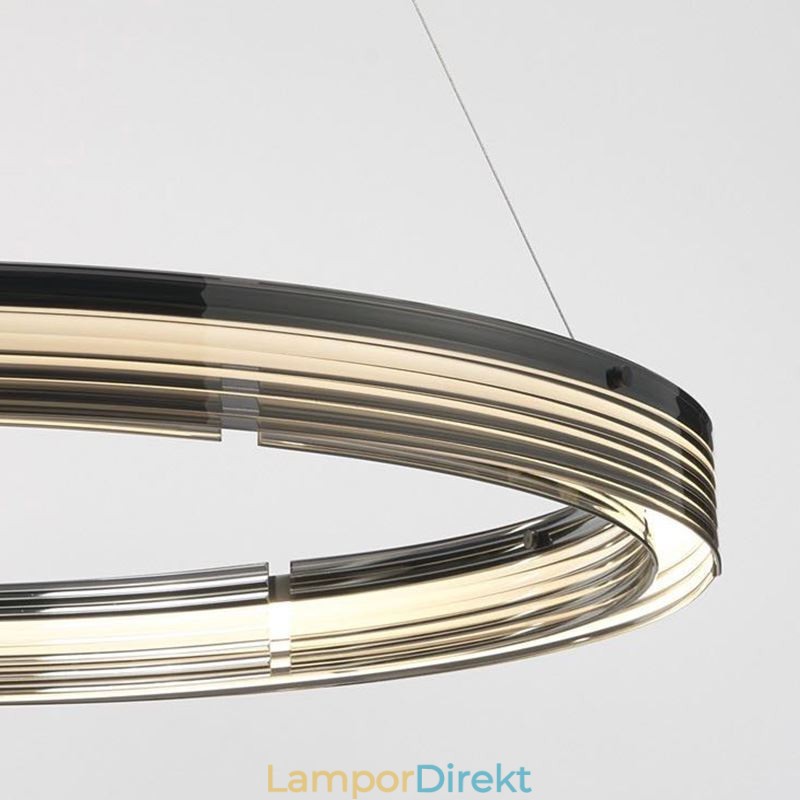 Glastakljus 60+80Cm Cirkeldekoration Dubbelcirkel Pendelljus Trikromatisk Dimmer