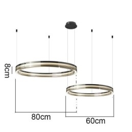 Glastakljus 60+80Cm Cirkeldekoration Dubbelcirkel Pendelljus Trikromatisk Dimmer