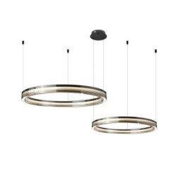 Glastakljus 60+80Cm Cirkeldekoration Dubbelcirkel Pendelljus Trikromatisk Dimmer
