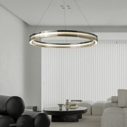 Pendellampa 60 80Cm Cirkel Glas Taklampor Trikromatisk Dimmer