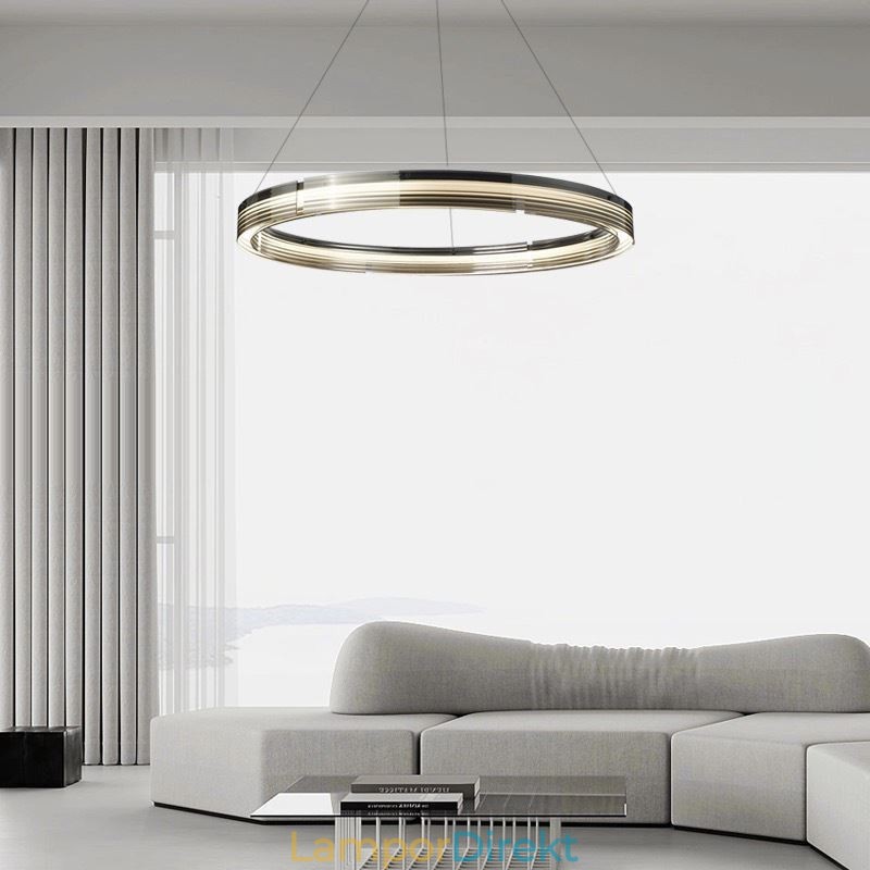 Pendellampa 60 80Cm Cirkel Glas Taklampor Trikromatisk Dimmer