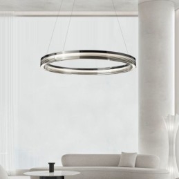 Pendellampa 60 80Cm Cirkel Glas Taklampor Trikromatisk Dimmer
