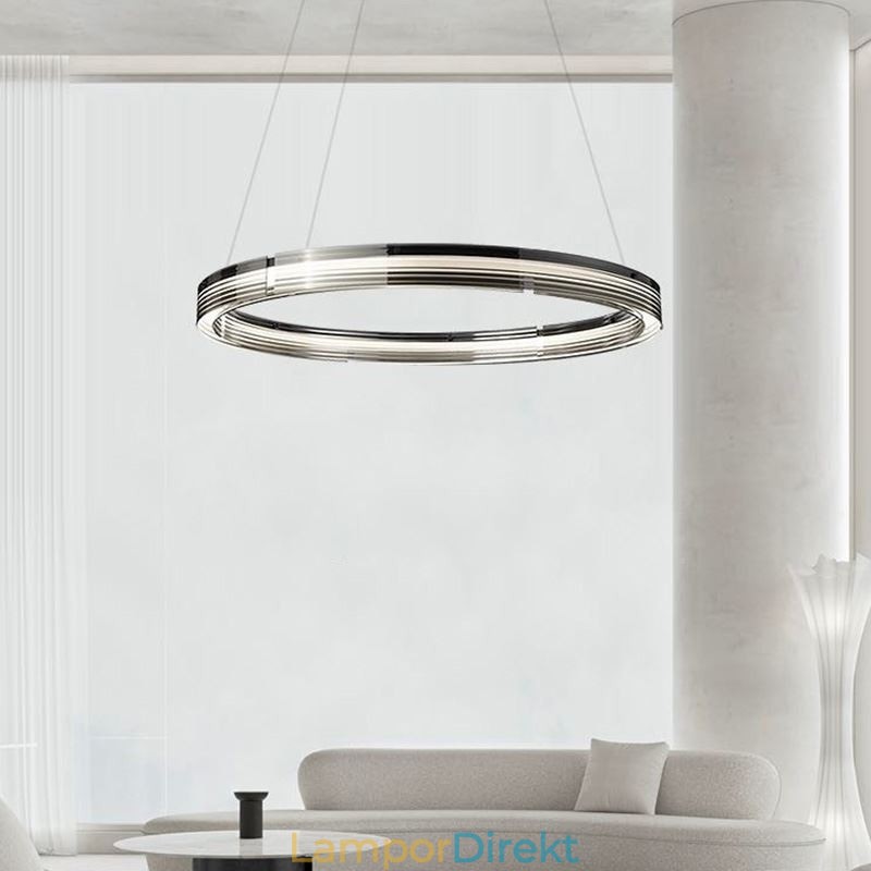 Pendellampa 60 80Cm Cirkel Glas Taklampor Trikromatisk Dimmer