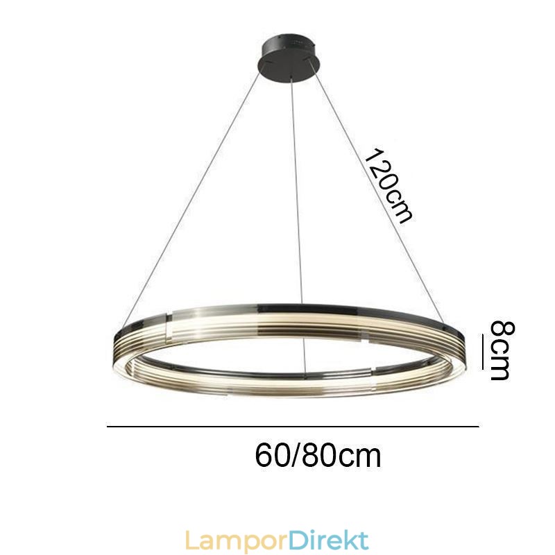 Pendellampa 60 80Cm Cirkel Glas Taklampor Trikromatisk Dimmer