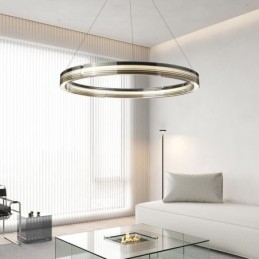 Pendellampa 60 80Cm Cirkel Glas Taklampor Trikromatisk Dimmer