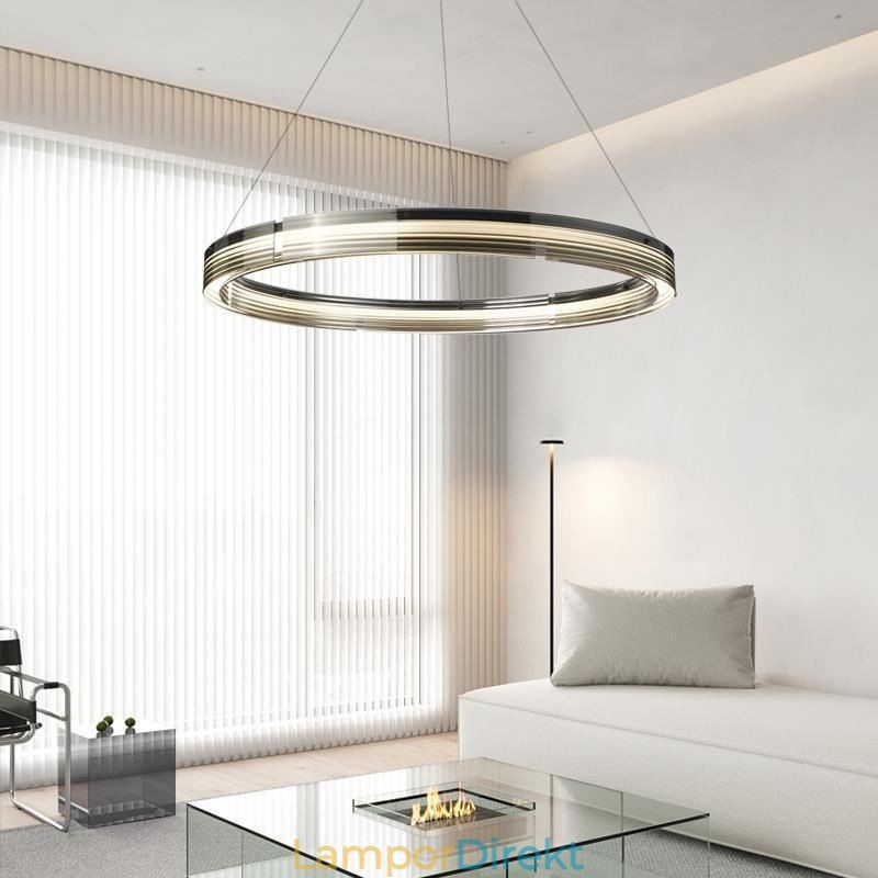 Pendellampa 60 80Cm Cirkel Glas Taklampor Trikromatisk Dimmer