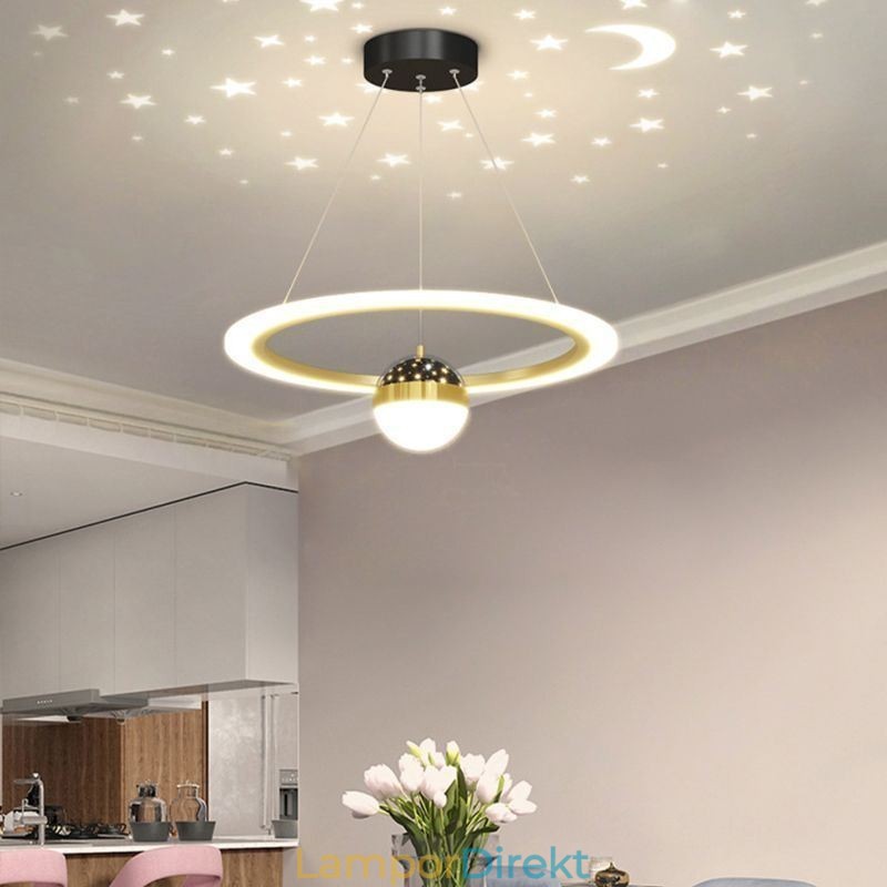 Taklampa Minimalistisk Smidesjärn Akryl Star Ring Taklampa