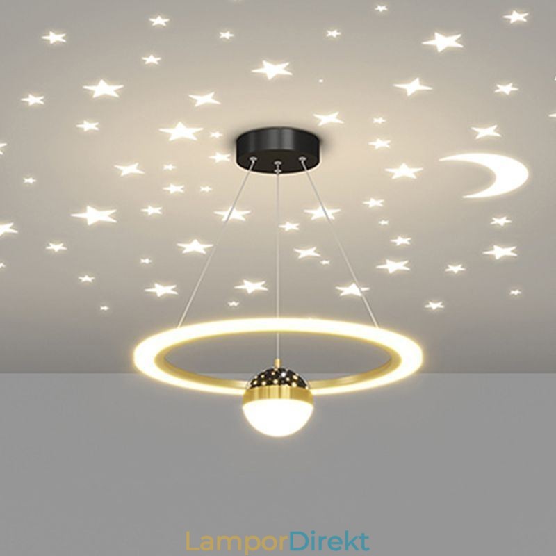 Taklampa Minimalistisk Smidesjärn Akryl Star Ring Taklampa