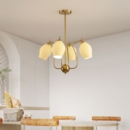 Nordic Pendel Light Creative Smidesjärn Koppar Naturlig Färg Ståndare Taklampa
