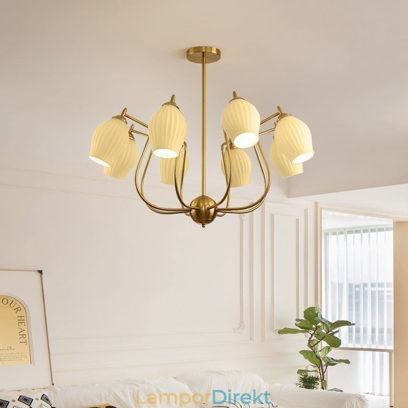 Nordic Pendel Light Creative Smidesjärn Koppar Naturlig Färg Ståndare Taklampa