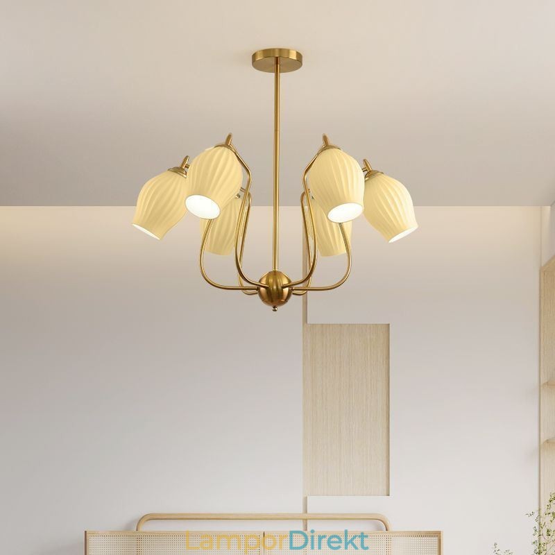 Nordic Pendel Light Creative Smidesjärn Koppar Naturlig Färg Ståndare Taklampa