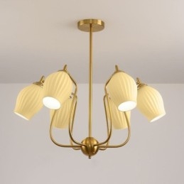Nordic Pendel Light Creative Smidesjärn Koppar Naturlig Färg Ståndare Taklampa