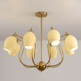 Nordic Pendel Light Creative Smidesjärn Koppar Naturlig Färg Ståndare Taklampa