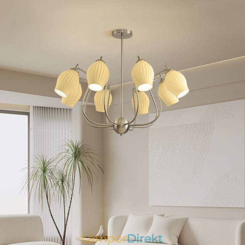 Nordic Pendel Light Creative Smidesjärn Sand Nickel Blomma Ståndare Taklampa