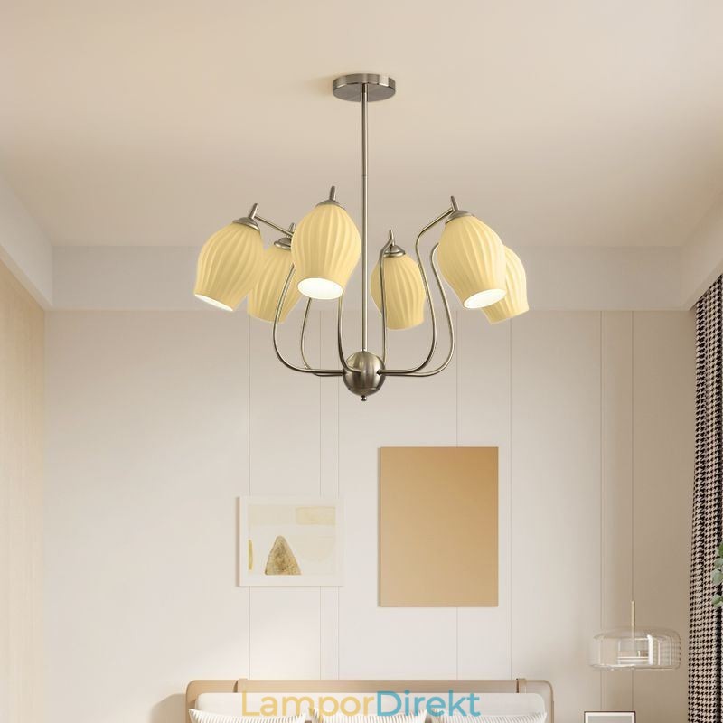 Nordic Pendel Light Creative Smidesjärn Sand Nickel Blomma Ståndare Taklampa
