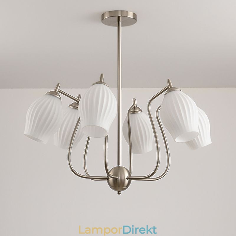 Nordic Pendel Light Creative Smidesjärn Sand Nickel Blomma Ståndare Taklampa