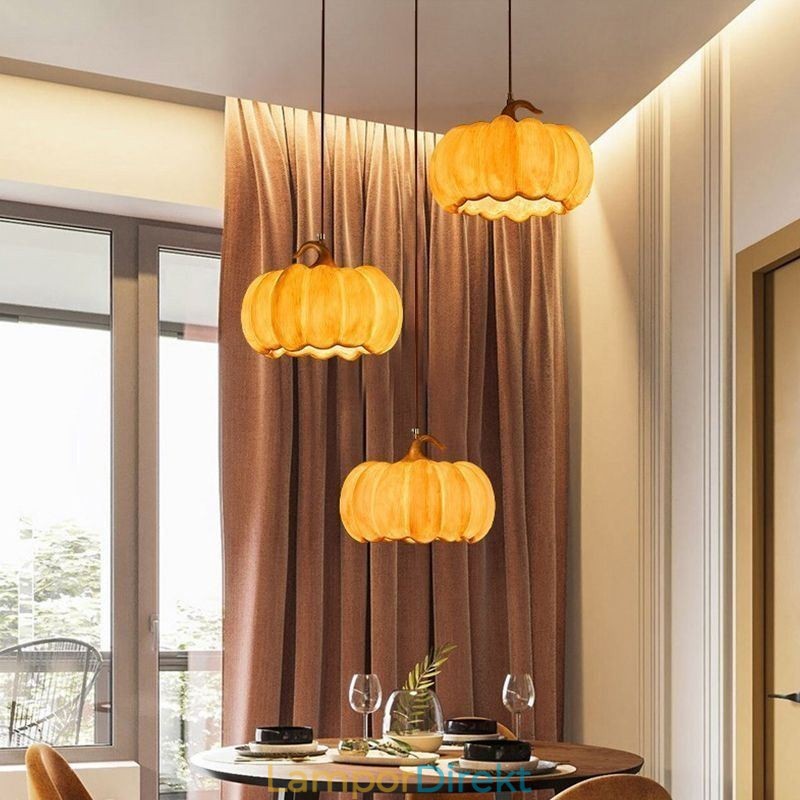 Creative Pumpa Pendel Light Japansk Retro Taklampa Taklampa