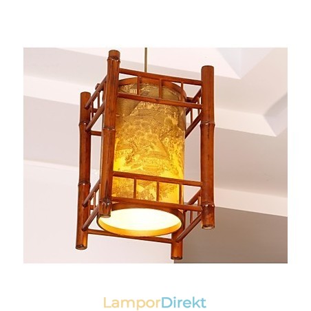 Retro Lantern Trä Bambu Ljuskrona Retro Lantern Trä Bambu Ljuskrona