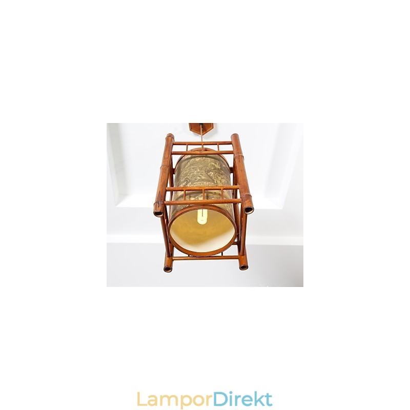 Retro Lantern Trä Bambu Ljuskrona