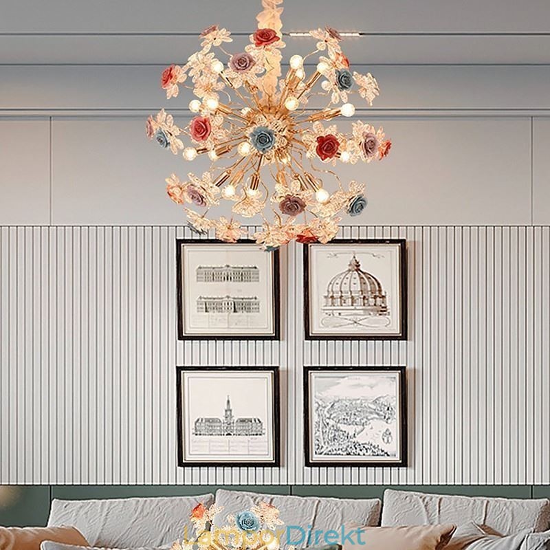 Dekorativ Hängande Ljuskrona Modern Crystal Flower Chandelier