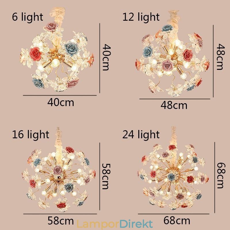 Dekorativ Hängande Ljuskrona Modern Crystal Flower Chandelier