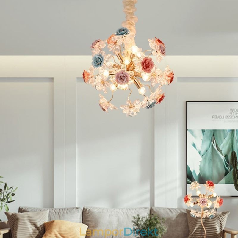 Dekorativ Hängande Ljuskrona Modern Crystal Flower Chandelier