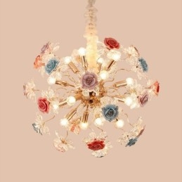 Dekorativ Hängande Ljuskrona Modern Crystal Flower Chandelier