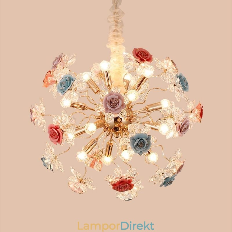 Dekorativ Hängande Ljuskrona Modern Crystal Flower Chandelier