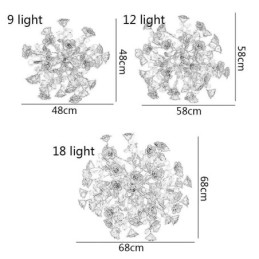 Lyx Taklampa Keramik Röd Blomma Ljuskrona