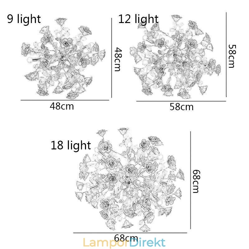 Lyx Taklampa Keramik Röd Blomma Ljuskrona