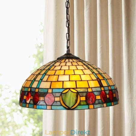 Pendellampa I Målat Glas Vintage Hängande Lampa Pendellampa I Målat Glas Vintage Hängande Lampa