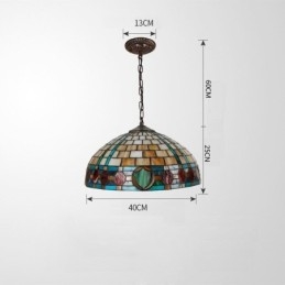 Pendellampa I Målat Glas Vintage Hängande Lampa