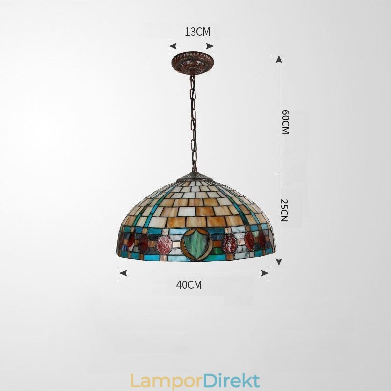 Pendellampa I Målat Glas Vintage Hängande Lampa