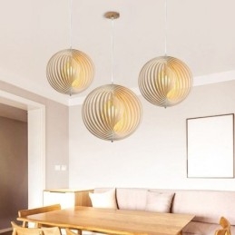 Modern Rund Boll Ljuskrona Basträ Hängande Lampa