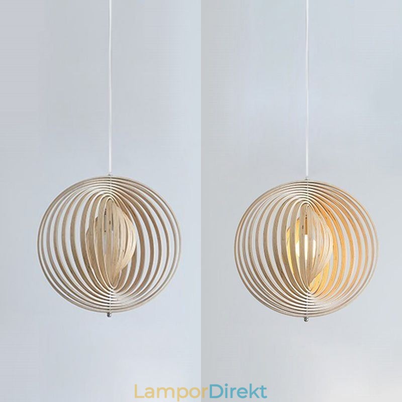 Modern Rund Boll Ljuskrona Basträ Hängande Lampa