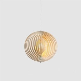 Modern Rund Boll Ljuskrona Basträ Hängande Lampa