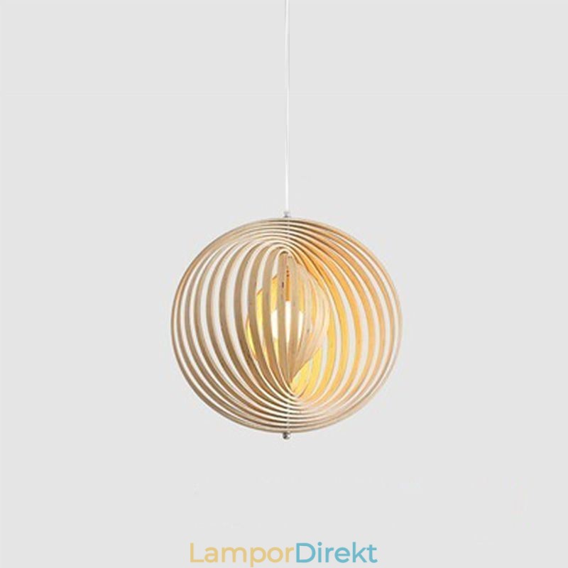 Modern Rund Boll Ljuskrona Basträ Hängande Lampa