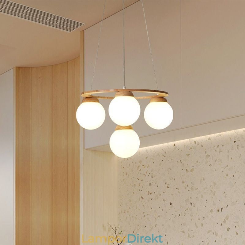 Japansk Trä Ljuskrona Molekyl Hänglampa