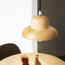 Japansk Trä Hänglampa Hatt Hängande Ljus