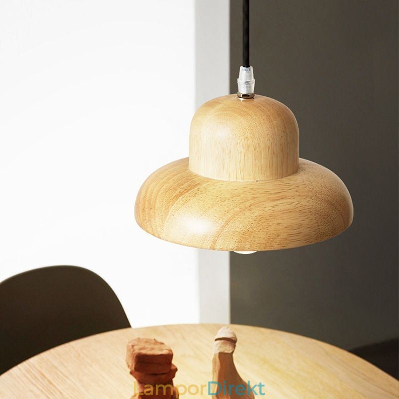 Japansk Trä Hänglampa Hatt Hängande Ljus