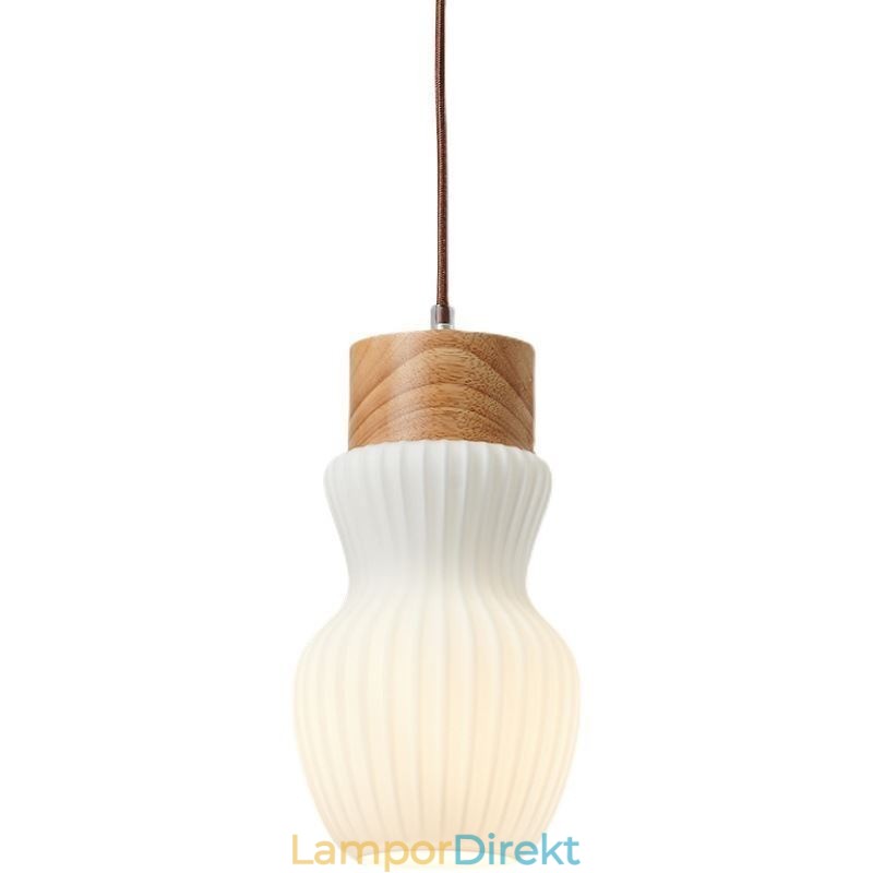 Japansk Trä Hänglampa Glas Vattenkokare Hängande Ljus